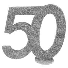 NEU Aufsteller Geburtstags-Zahl 50, glitter-silber, ca. 10cm
