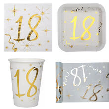 NEU Geburtstags-Serie 18. Geburtstag Metallic - Teller, Servietten, Becher & Dekoration