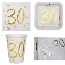 NEU Geburtstags-Serie 30. Geburtstag Metallic - Teller, Becher, Servietten & Deko