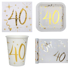NEU Geburtstags-Serie 40. Geburtstag Metallic - Teller, Servietten, Becher & Deko