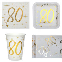 NEU Geburtstags-Serie 80. Geburtstag Metallic - Teller, Becher, Servietten & Deko