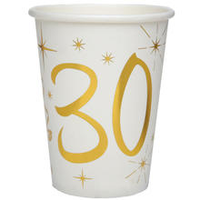 SALE Becher, recycelbar aus Pappe, 30. Geburtstag Metallic, 200ml, 10 St.