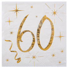 NEU Cocktail Servietten 60. Geburtstag, 25cm, 20 St.