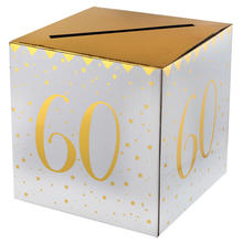 NEU Geldbox 60. Geburtstag, gold-wei, 20x20x20 cm