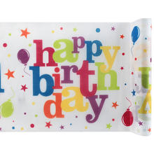 Tischlufer Happy Birthday bunt, 5m x 30 cm