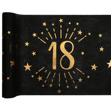 NEU Tischläufer Happy Birthday 18, schwarz-gold, 30cm x 5m