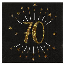 NEU Servietten Happy Birthday 70, schwarz-gold, 10 Stück, ca. 17 x 17cm