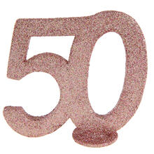NEU Aufsteller Geburtstags-Zahl 50, glitter-ros-gold, ca. 10cm