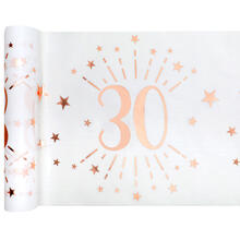 NEU Tischlufer Happy Birthday 30, wei-ros-gold, 30cm x 5m