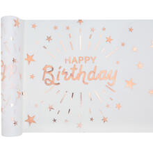 NEU Tischläufer Happy Birthday weiß-rosé-gold, 30cm x 5m
