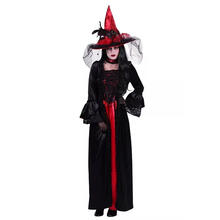 NEU Damen-Kostm Halloween-Kleid Feronia, mit Halsband, schwarz-rot, Gre: XS