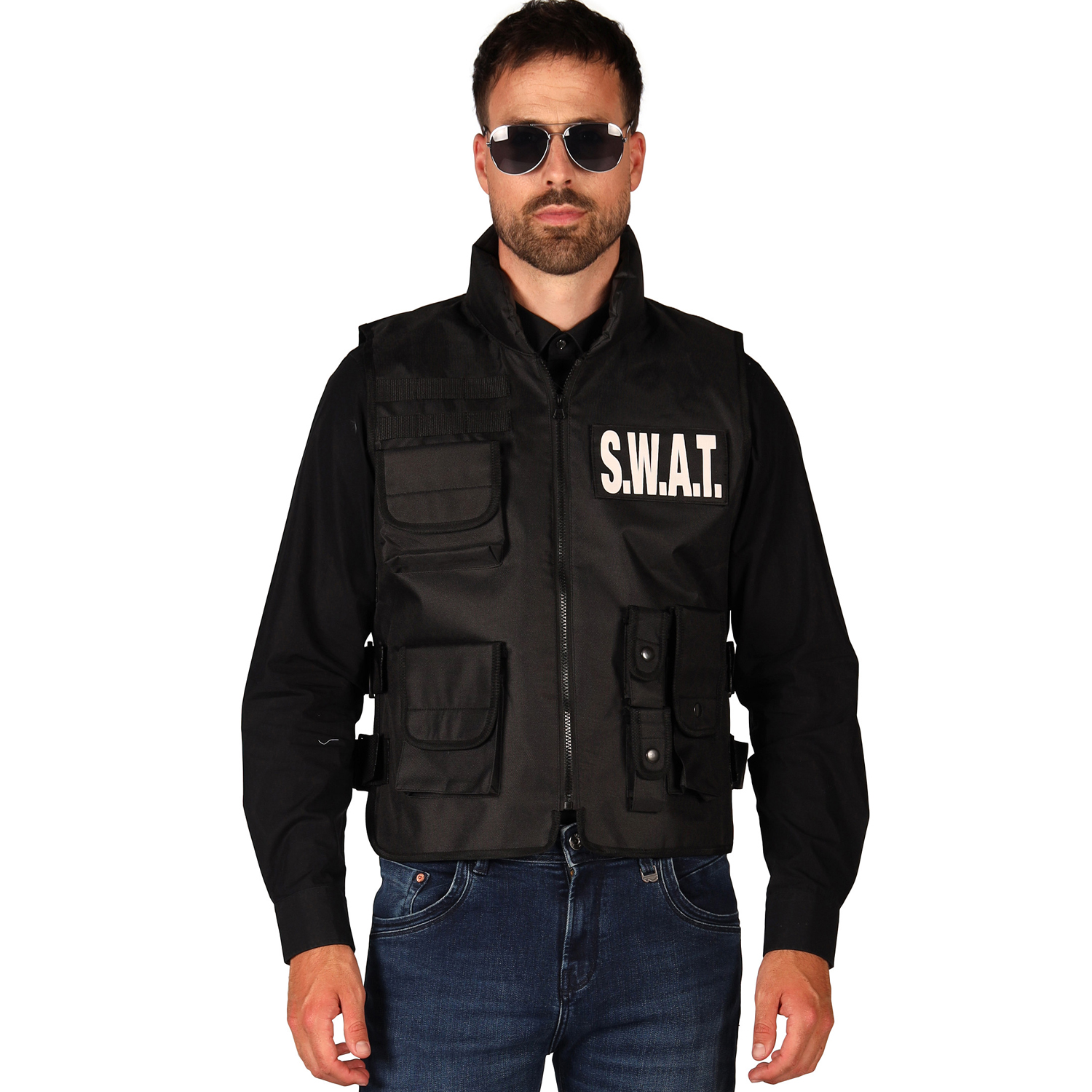 NEU Einsatz-Weste fr Erwachsene mit Patches fr SWAT, Polizei und FBI, Einheitsgre