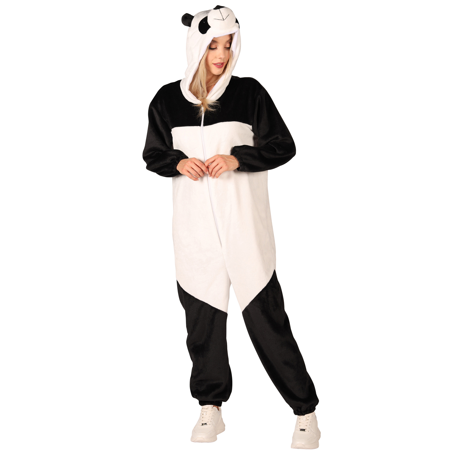 NEU Unisex-Kostm Plsch-Overall Panda, schwarz-wei, Gr. XS-S