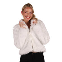 Damen-Kost�m Pl�sch-Jacke, wei�, Gr. XS-S