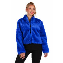 Damen-Kost�m Pl�sch-Jacke, kobaltblau, Gr. XS-S