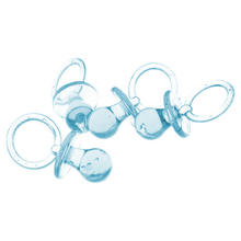 Großer Schnuller aus Kunststoff transparent - blau, Dekoration / Accessoire für Baby Shower Party, Größe ca. 5 cm, 4 Stück