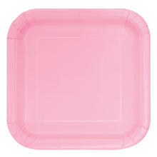 NEU Teller aus Pappe, Premiumqualität, quadratisch, Größe ca. 23x23 cm, Vorteilspack mit 14 Stück, Farbe: rosa