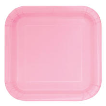 NEU Teller aus Pappe, Premiumqualitt, quadratisch, Gre ca. 23x23 cm, Vorteilspack mit 14 Stck, Farbe: rosa