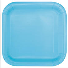 SALE Teller aus Pappe, Premiumqualit�t, quadratisch, Gr��e ca. 23x23 cm, Vorteilspack mit 14 St�ck, Farbe: hellblau