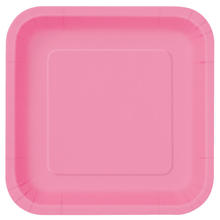 NEU Teller aus Pappe, Premiumqualitt, quadratisch, Gre ca. 23x23 cm, Vorteilspack mit 14 Stck, Farbe: pink