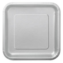 NEU Teller aus Pappe, Premiumqualitt, quadratisch, Gre ca. 23x23 cm, Vorteilspack mit 14 Stck, Farbe: silber