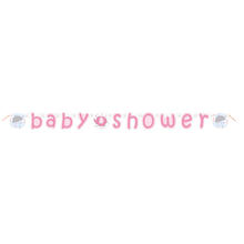 SALE Girlande Baby Shower Party mit Elefant, Raumdekoration, wei / rosa / pink, Lnge: ca. 1,6 m