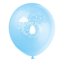 SALE Luftballons mit Elefant fr Baby Shower Party, wei / blau, Gre: ca. 30 cm, einseitig bedruckt, 8 Stck
