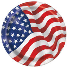 Teller aus Pappe, Flagge Vereinigte Staaten / USA / Amerika, Größe ca. 23 cm, 8 Stück