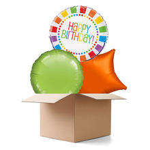 Ballongrüße Happy Birthday Regenbogen bunt, 3 Ballons