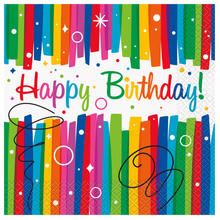 SALE Servietten Happy Birthday, Kindergeburtstag, Regenbogenfarben / bunt, Gre: ca. 33 x 33 cm, 16 Stck
