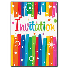 Einladungskarten Kindergeburtstag, Regenbogenfarben / bunt, 8 Stück