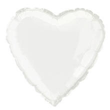 Folienballon Herz Unifarben, Premiumqualität, beidseitig bedruckt, Größe: ca. 45 cm, Farbe: Weiß