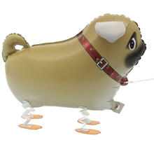 Folienballon Hund Mops, Premiumqualität, mit leicht gewichteten Füßen für Geh-Effekt, Größe: ca. 55 cm