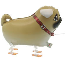 Folienballon Hund Mops, Premiumqualitt, mit leicht gewichteten Fen fr Geh-Effekt, Gre: ca. 55 cm