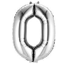 Riesiger Folienballon Zahl 0, Premiumqualität, Höhe: ca. 86 cm, Farbe: Silber