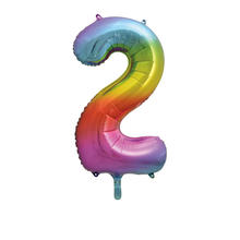 SALE Riesiger Folienballon Regenbogen, Premiumqualit�t, Zahl 2, H�he: ca. 86 cm