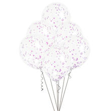 SALE Luftballon Latex transparent mit Konfetti rosa, Gre: ca. 30 cm, 6 Stck