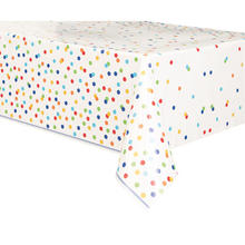 SALE Tischdecke Happy Birthday aus Kunststoff, Kindergeburtstag, bunt gepunktet, Gre: ca. 137 x 213 cm