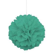 Pompom / Blume aus Papier, Raumdeko zum Aufhängen für Geburtstag, Hochzeit, Party & Co., Größe: ca. 40 cm, Farbe: Türkis