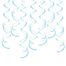 SALE Girlande spiralfrmig / Deckenhnger, Lnge: ca. 7,9 cm, 8 Stck, Farbe: Hellblau