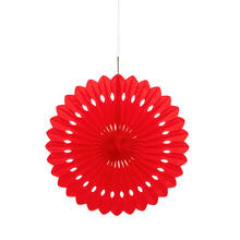 SALE Fcher / Rosette aus Papier, Raumdeko zum Aufhngen, Gre: ca. 40 cm, Farbe: Rot