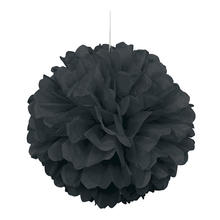 Pompom / Blume aus Papier, Raumdeko zum Aufhängen für Geburtstag, Hochzeit, Party & Co., Größe: ca. 40 cm, Farbe: Schwarz