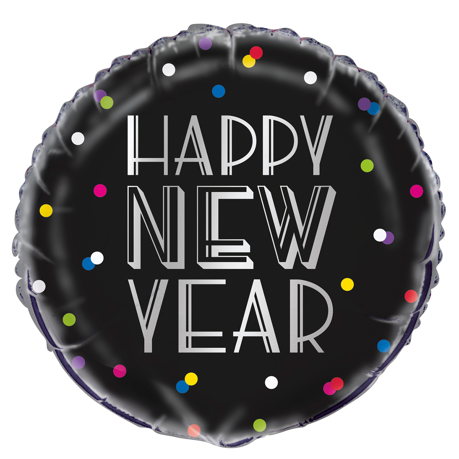 SALE Folienballon Happy New Year Neonpunkte, 45 cm