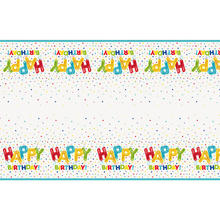 SALE Tischdecke Happy Birthday aus Kunststoff, Kindergeburtstag, Design Folienballon bunt, Gre: 1,37 x 2,13 m
