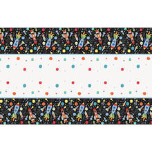 SALE Tischdecke aus Kunststoff, Weltall / Rakete fr Kindergeburtstag Junge, schwarz / blau, Gre: 1,37 x 2,13 m