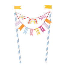 SALE Tortendeko Wimpelkette / Kuchengirlande Baby zur Baby Shower Party, bunt mit Papierfhnchen