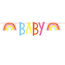 SALE Girlande Baby mit Regebogen für Baby Shower Dekoration, Länge: ca. 1 m