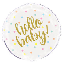 SALE Folienballon Hello Baby, Baby Shower Party / Glckwunsch zur Geburt, gold, Gre: ca. 45 cm
