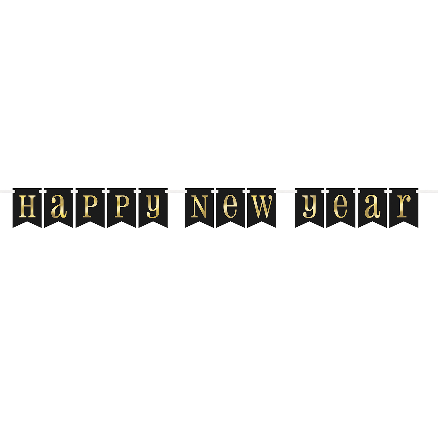 NEU Girlande Happy New Year, schwarz-gold, 213 cm