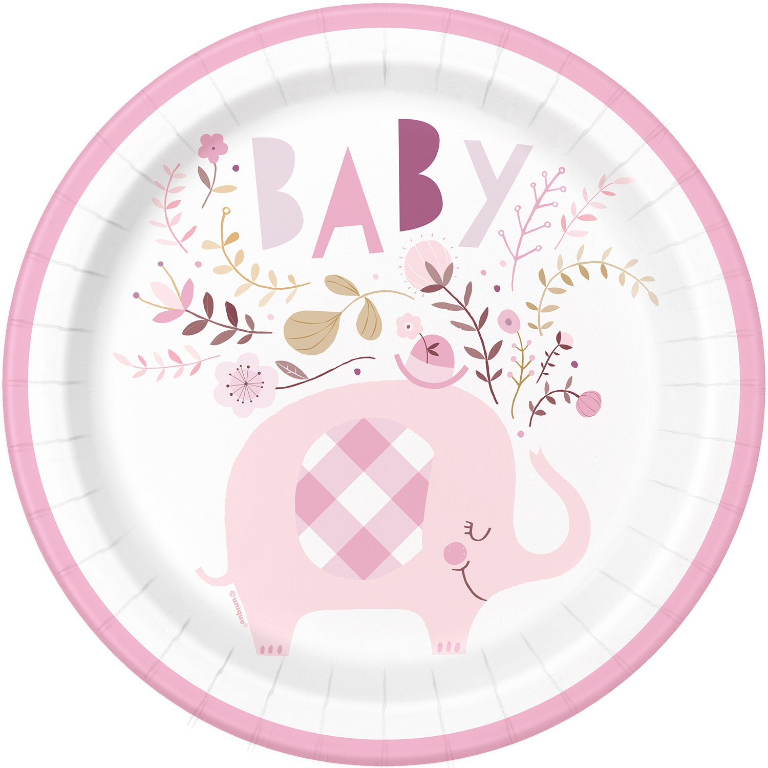 SALE Teller Babyparty rosa Elefant, 23cm, 8 Stck